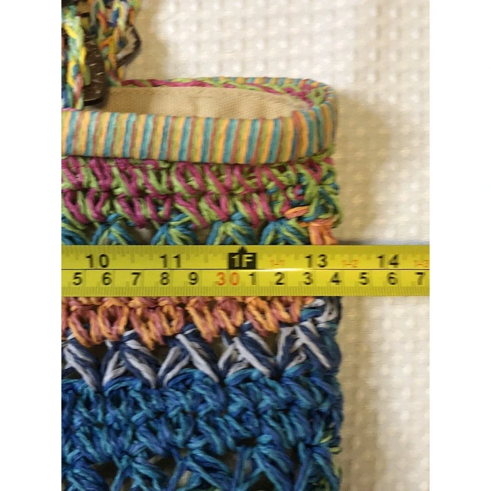 Orvis  - Tote/Bag - Multicolored - Woven Straw Shoulder Bag With Bead Ornaments